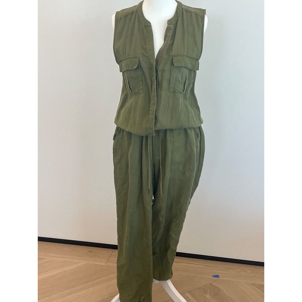 Joie Green Jogger Linen Jumpsuit Size Small